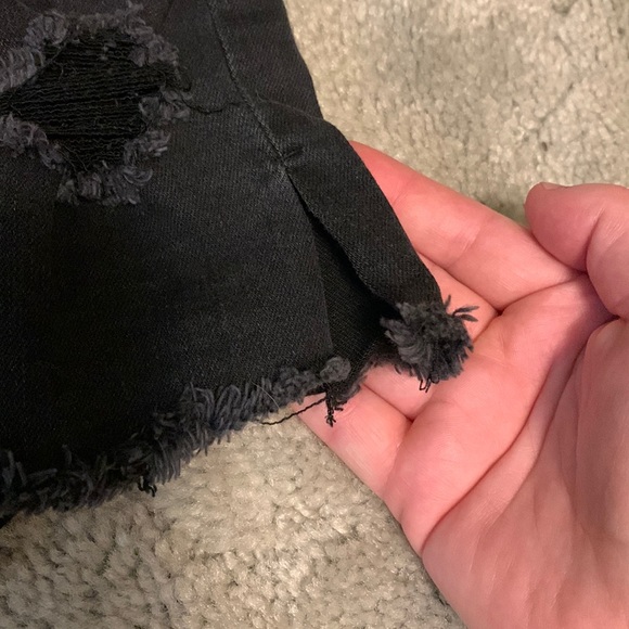 Vanilla Star Brand Distressed Highwaisted Black Jean Shorts - Picture 7 of 8